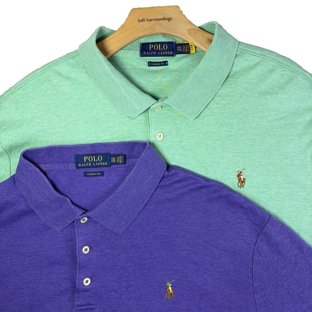 Polo Ralph Lauren Soft Cotton Polo Shirt Lot Of Two Men XXL Classic Fit Preppy
